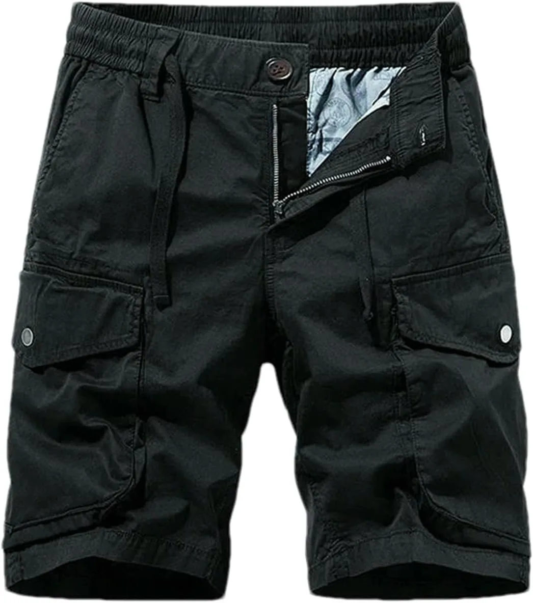 

Мужские летние хлопковые карго шорты с кулиской и пуговицами GaoLeAve