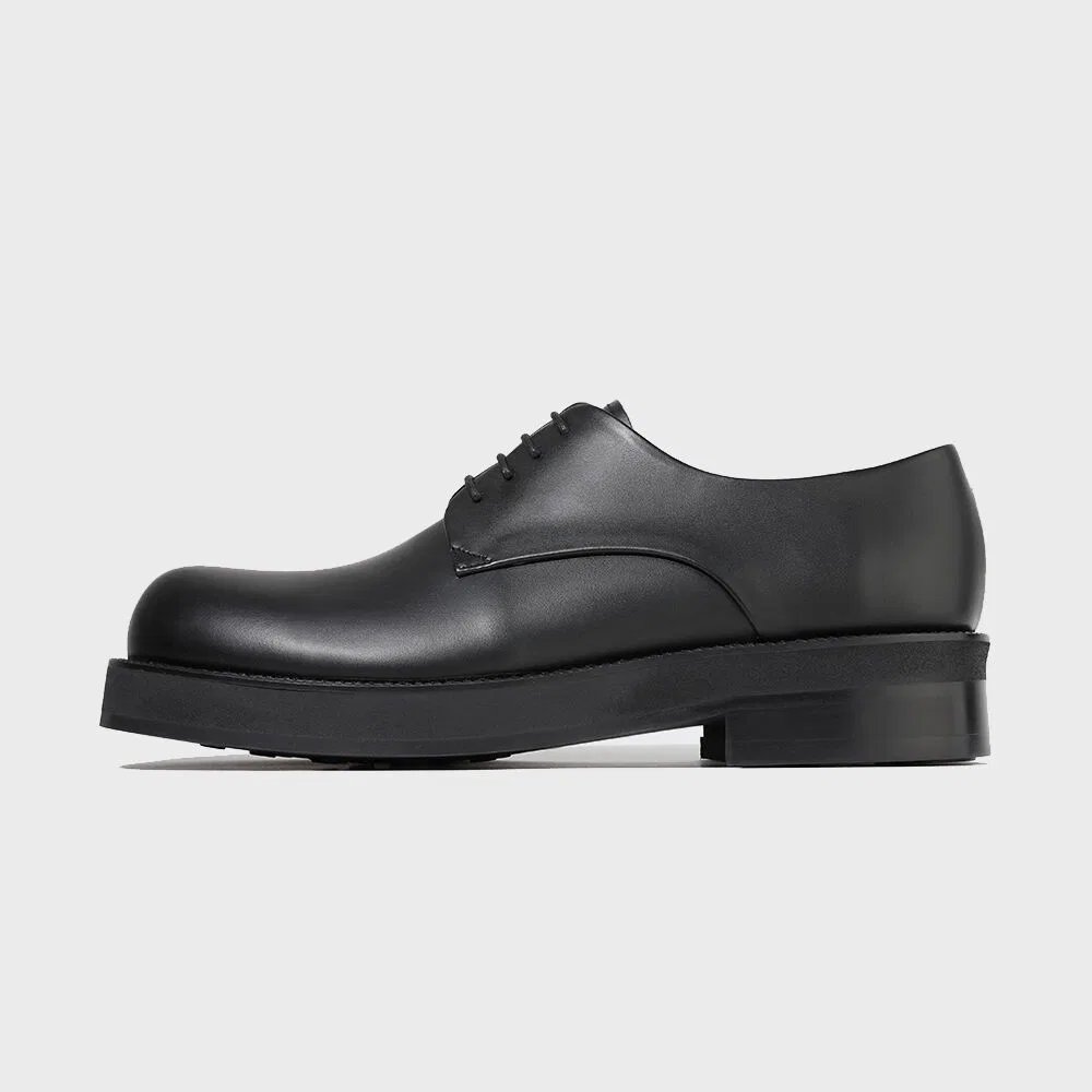 Мужские дерби Firenze.A Volume Round Toe с резиновой подошвой 4 см, чёрные — фото 2