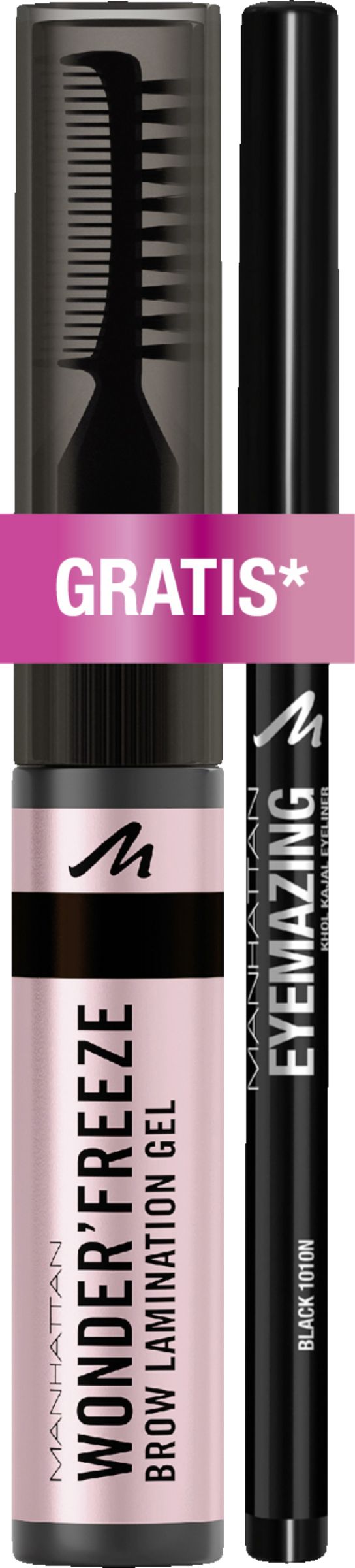 

Гель для бровей Manhattan Wonder Freeze Brow Lamination Gel 004 Deep Brown & Eyemazing Kajal Eyeliner 1010N black