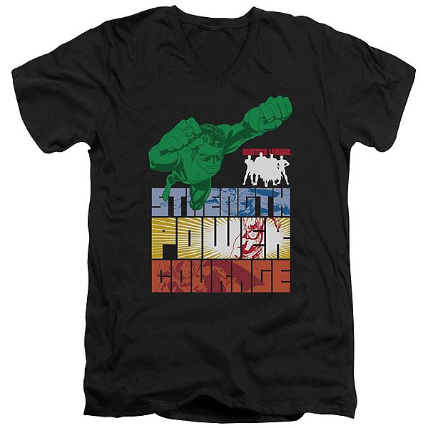 

Футболка V-образного выреза Justice League of America с героическими качествами Licensed Character