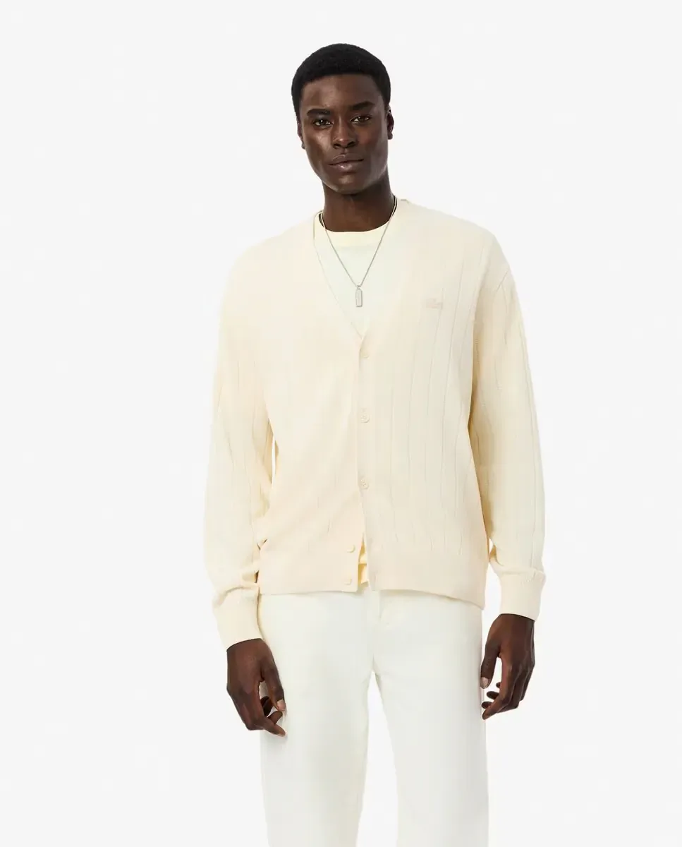 Мужская куртка из рифленого хлопкового микса коричневого цвета Lacoste, бежевый