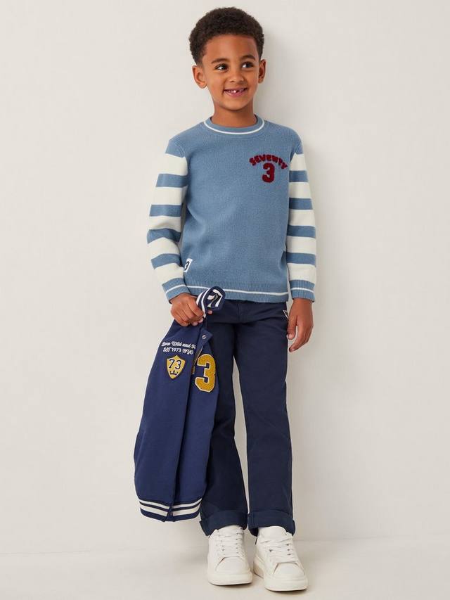 

Детский джемпер с воротником-гольф из ребристого трикотажа 73 Monsoon, Blue