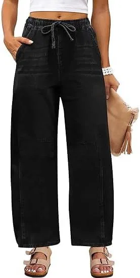 Джинсы свободные с завышенной талией Womens Barrel Jeans, Black — фото 2