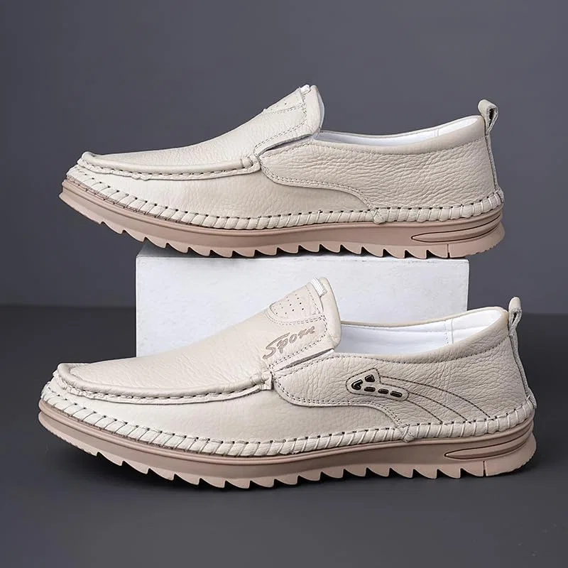 Мокасины мужские, кожаные, Hand-Stitched Moccasins, белый — фото 4