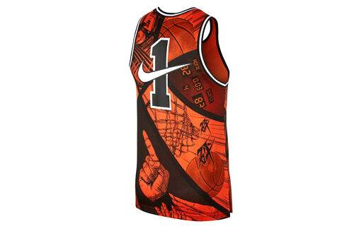Спортивная футболка as hbl dna jersey tank high school league men's basketball vest 'orange red' Nike, оранжевый — фото 2