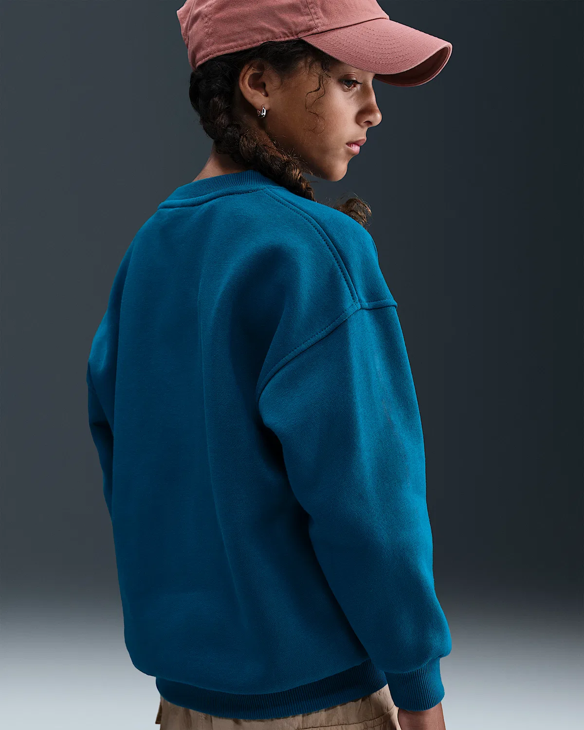 Детская увеличенная толстовка Nike Sportswear Club Fleece, Green Abyss/White — фото 4