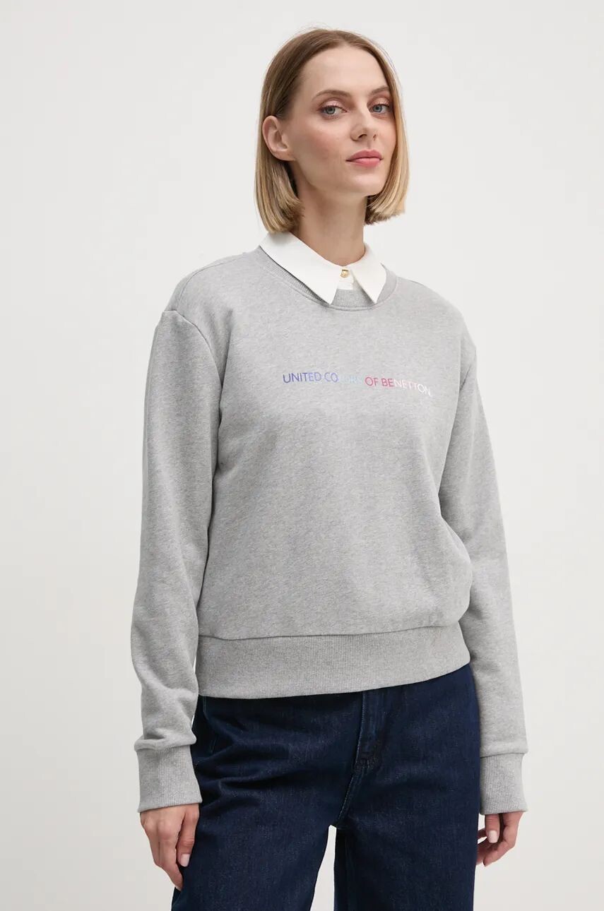 

Хлопковая толстовка United Colors of Benetton, серый