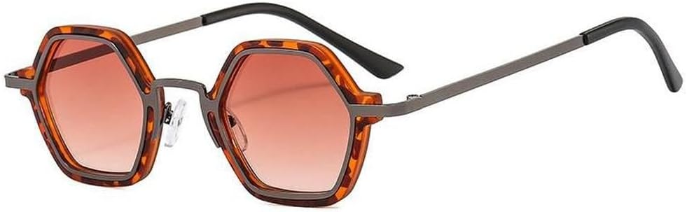 

Ретро-солнцезащитные очки Polygon для женщин, модные очки с прозрачными линзами Ocean, мужские солнцезащитные очки в стиле панк с шестиугольными линзами и защитой от УФ-излучения UV400 TVTBBVV, Leopard Tea