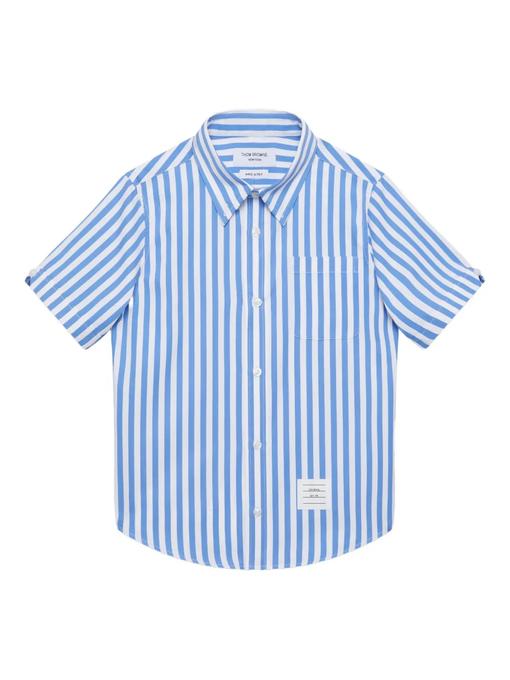 

Полосатая рубашка с короткими рукавами Thom Browne Kids, синий
