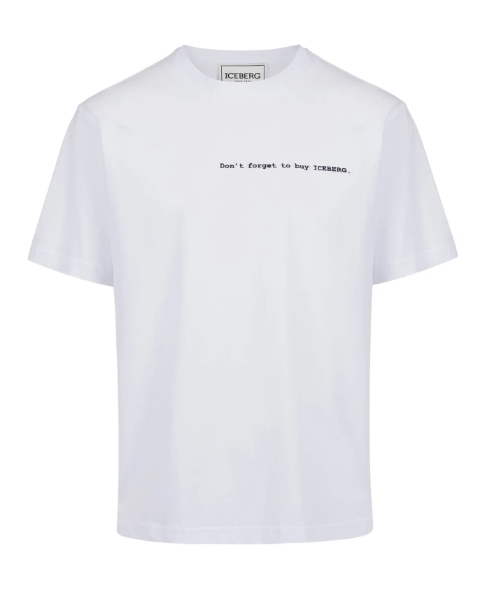 

Футболка из хлопкового трикотажа оптического белого цвета стандартного кроя с вышивкой на передней части и надписью «Купить». Iceberg, белый