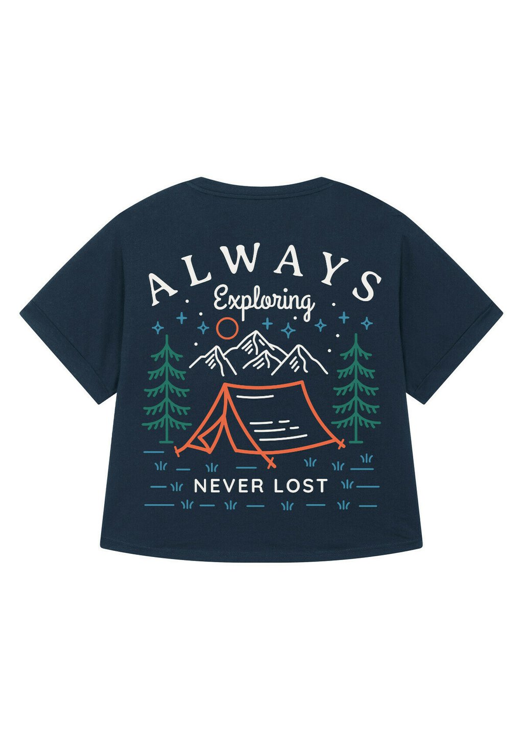 

Футболка с принтом ALWAYS EXPLORING NEVER LOST watapparel, темно-синий