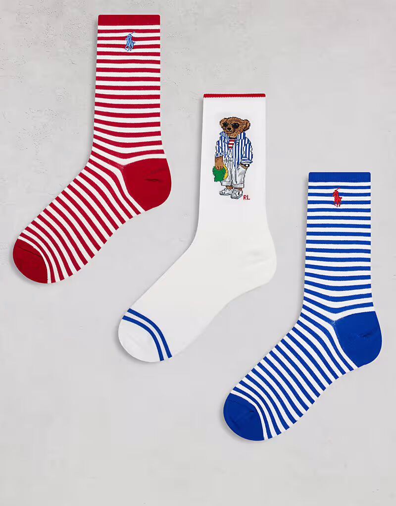 

Polo Ralph Lauren 3 пары носков с медведем в разноцветном цвете