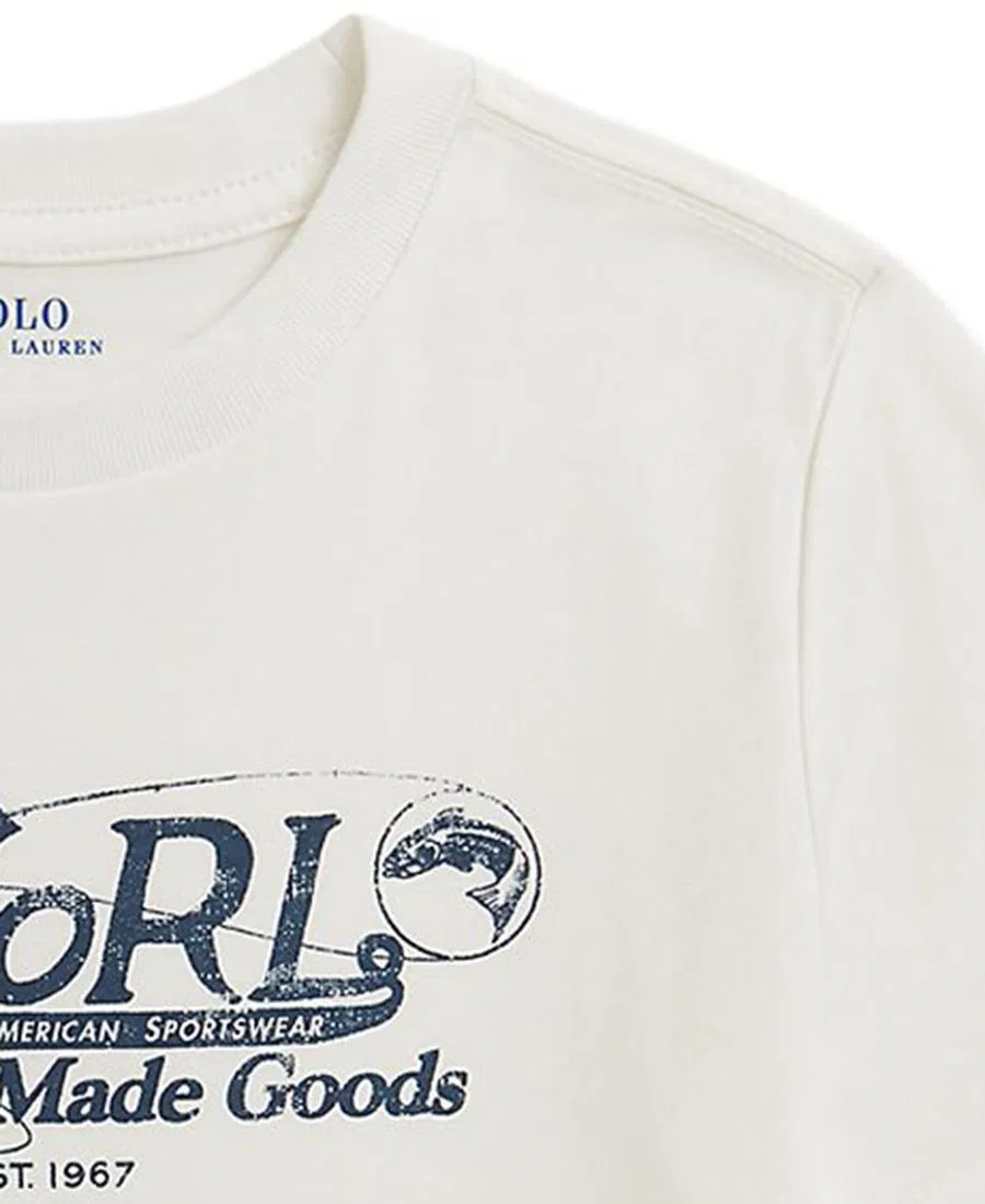 Детская футболка с коротким рукавом и логотипом для мальчиков 2-7 лет Polo Ralph Lauren, белый — фото 3