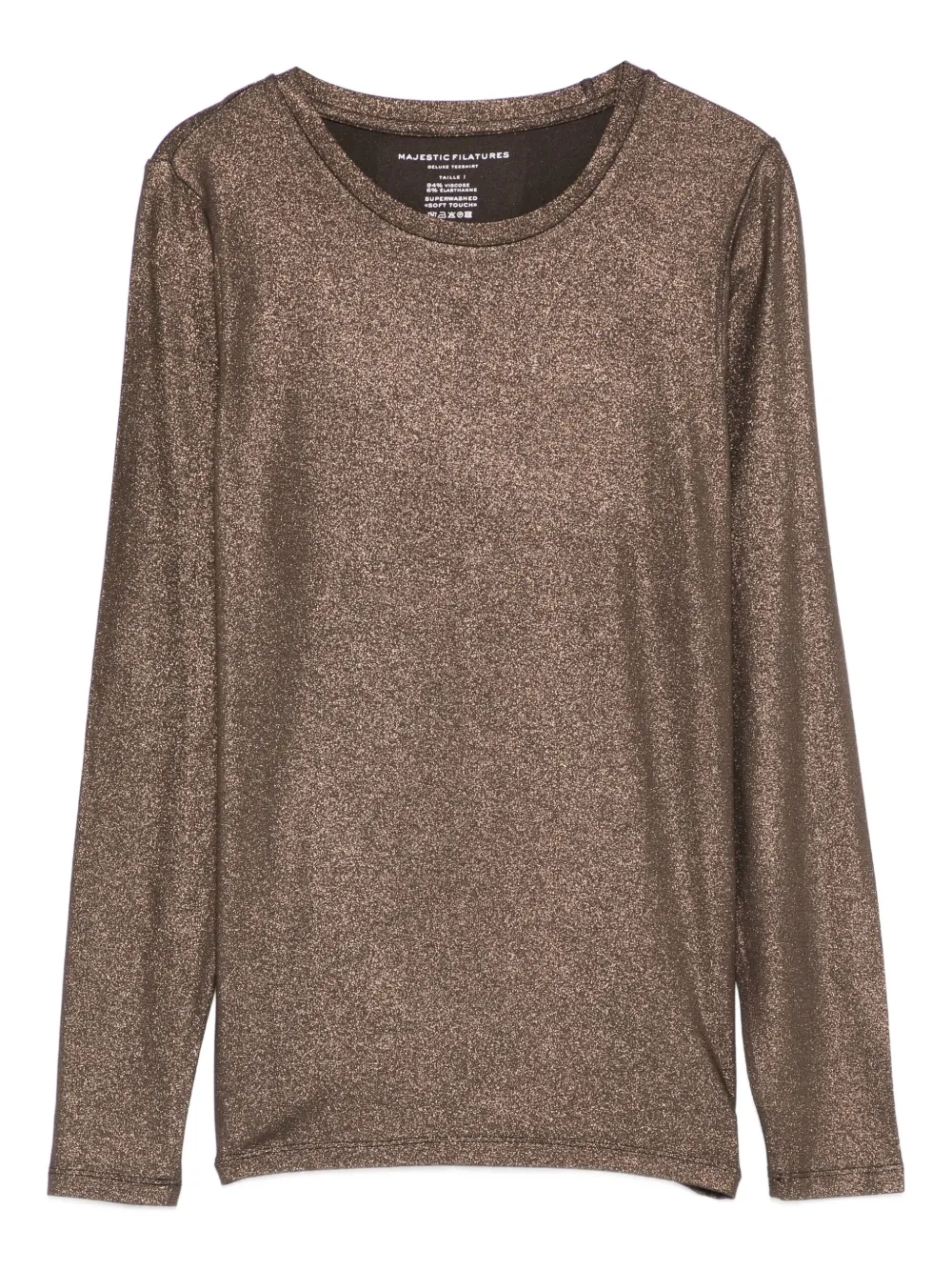 

Топ с длинными рукавами и круглым вырезом Majestic Filatures, коричневый