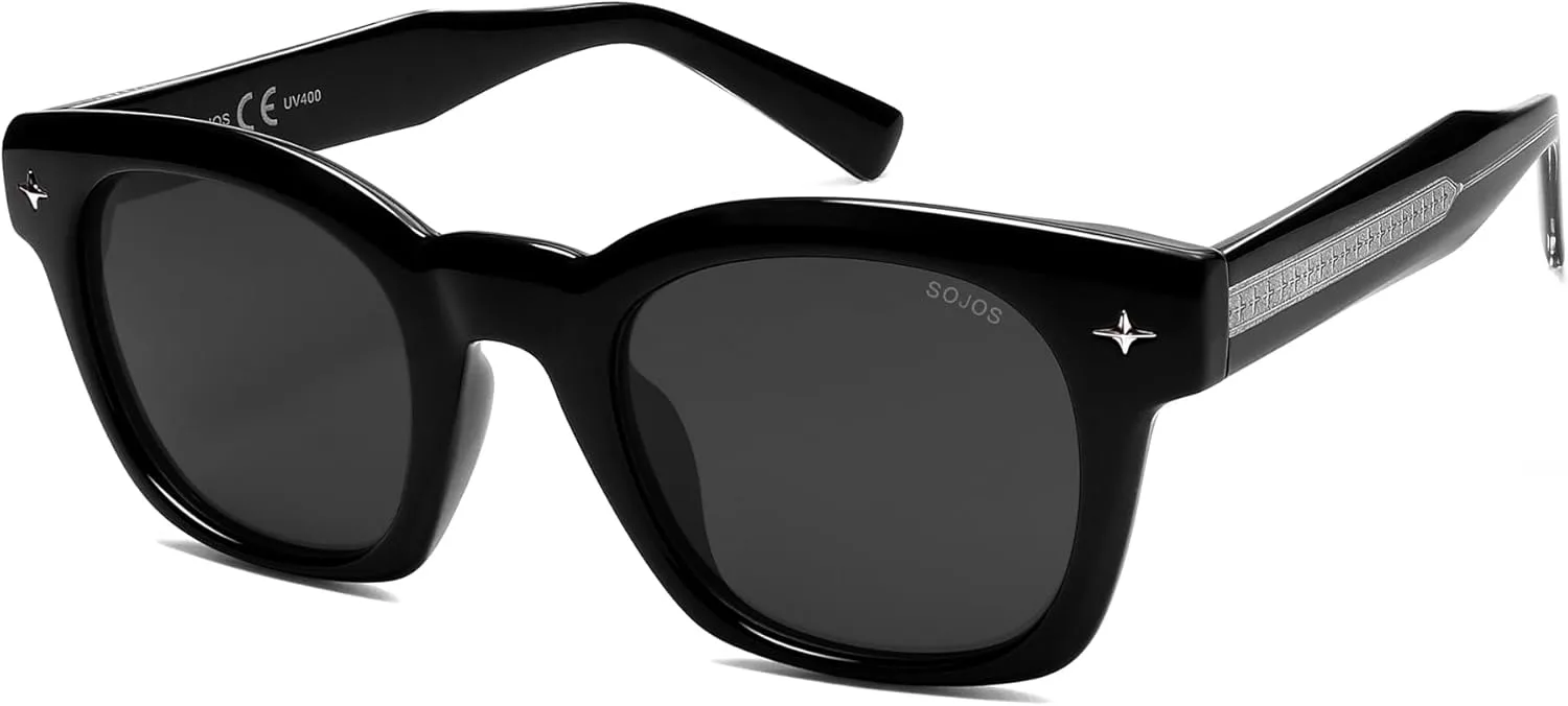 

Солнцезащитные очки SOJOS Retro Polarized Square для мужчин и женщин, солнцезащитные очки Pantos Shades UV400, оправа TR90, модель SJ2651, Shiny Black/Grey