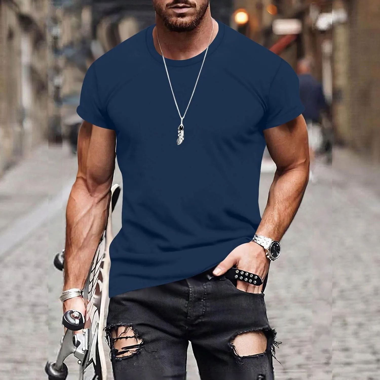 Футболка мужская Basic Tee, Crewneck, короткий рукав, Regular Fit — фото 2