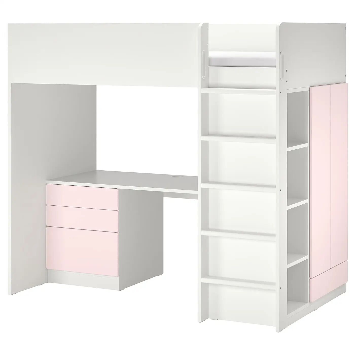 

Кровать-чердак SMÅSTAD IKEA, 90x200 см, цвет white pale pink