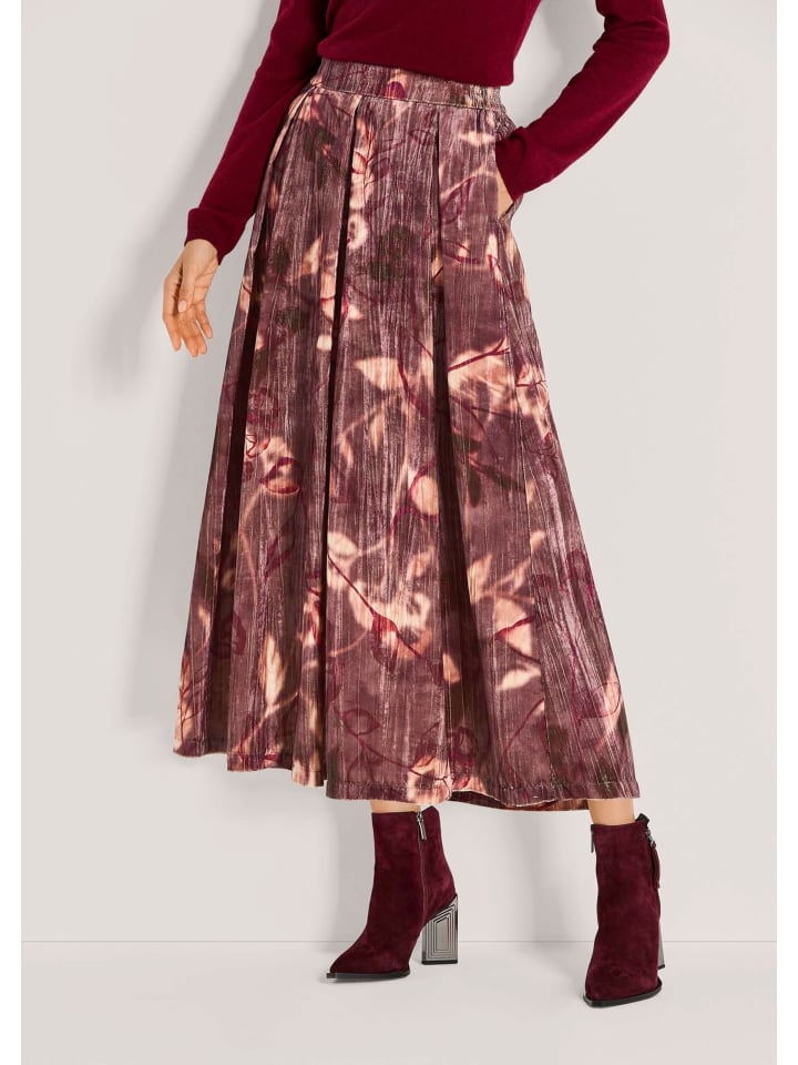 

MADELEINE Элегантная юбка миди с цветочным узором в ежевичном/многоцветном варианте