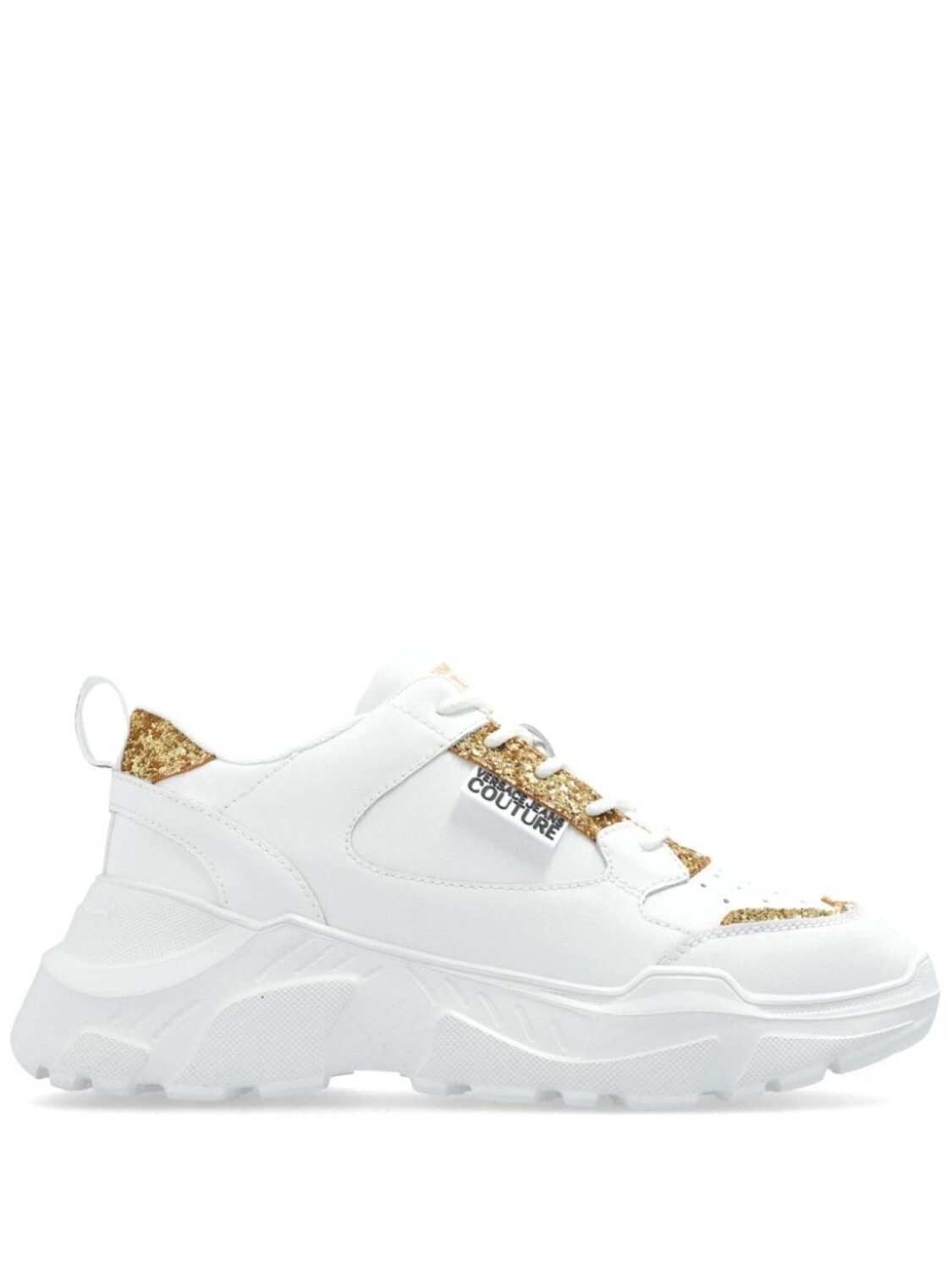 Versace Jeans Couture кроссовки с блестками и логотипом, белый