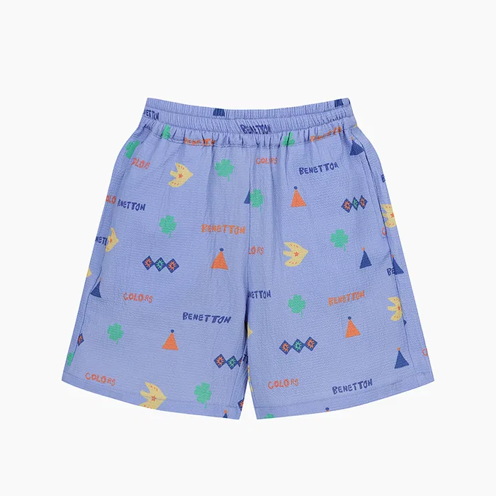 Детские фиолетовые шорты с мульти-узором от Benetton Kids