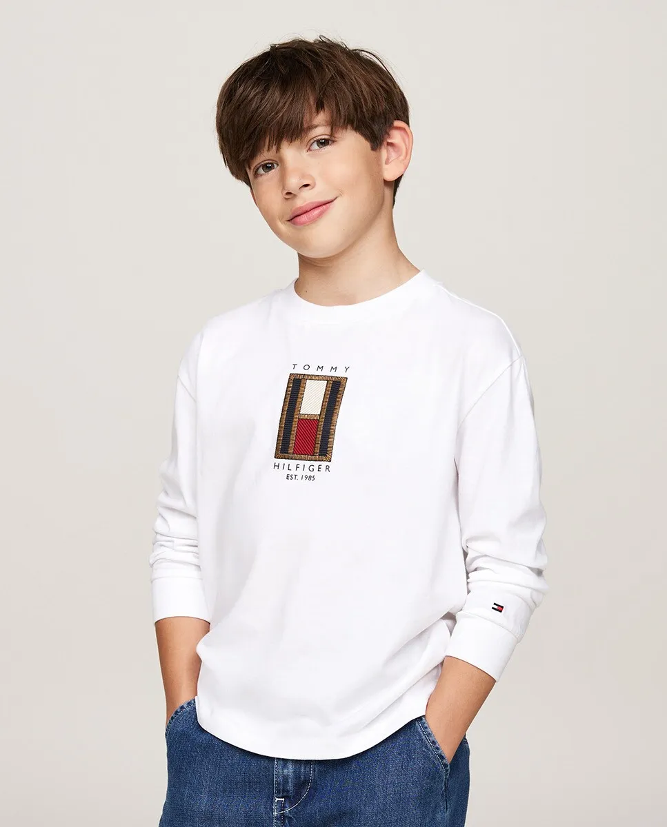 

Футболка для мальчика с длинными рукавами и круглым вырезом Tommy Hilfiger, белый