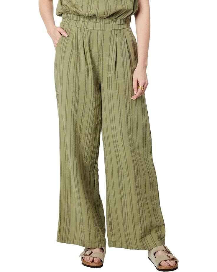 

Брюки Mod-o-doc Tonal Stripe Gauze Relaxed Wide-Leg, цвет Forest Fern
