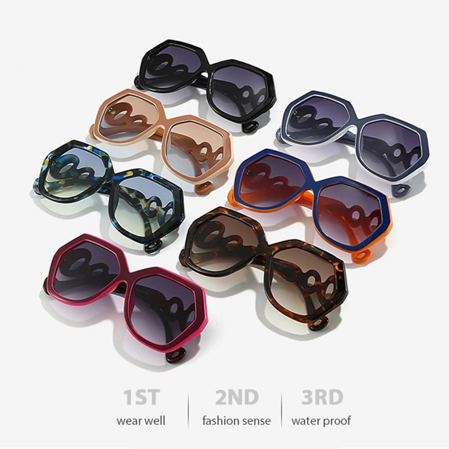 

bullabulling Модные женские солнцезащитные очки очень большого размера в стиле ретро с шестиугольной толстой оправой, винтажные очки большого размера, Leopard