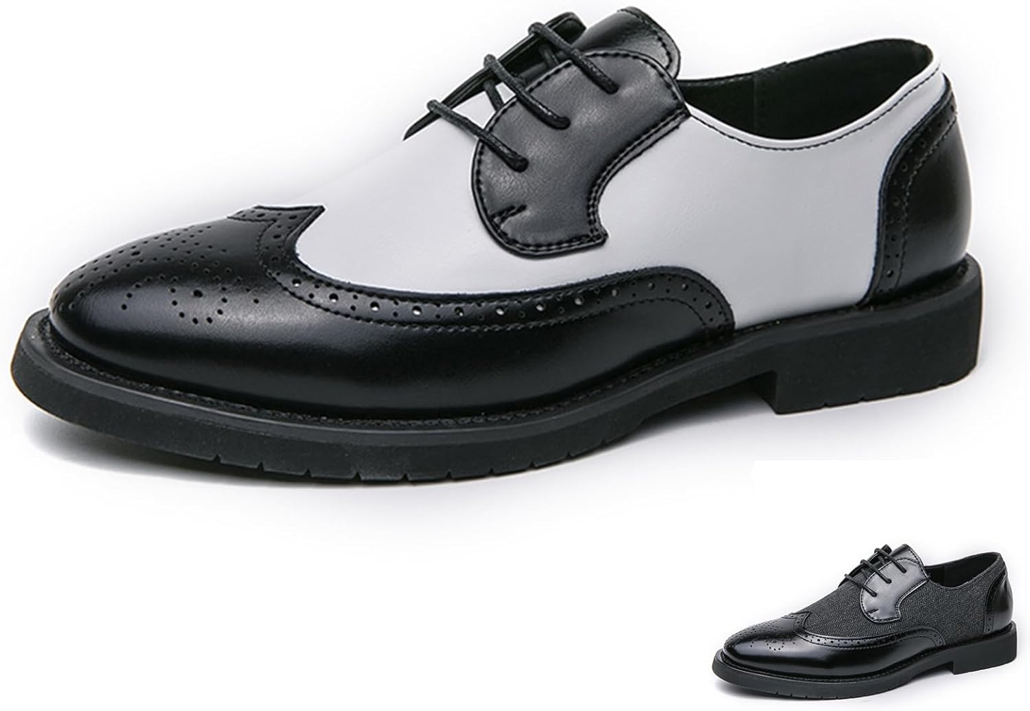 

Мужские туфли-оксфорды с двухцветной заплаткой, модные броги с крылом, круглый носок, шнуровка, низкие кожаные деловые туфли с классической ручной прострочкой Zeberfi, белый