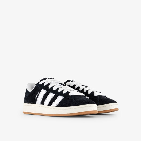 Замшевые низкие кеды Campus с фирменными полосками Adidas, черный — фото 3