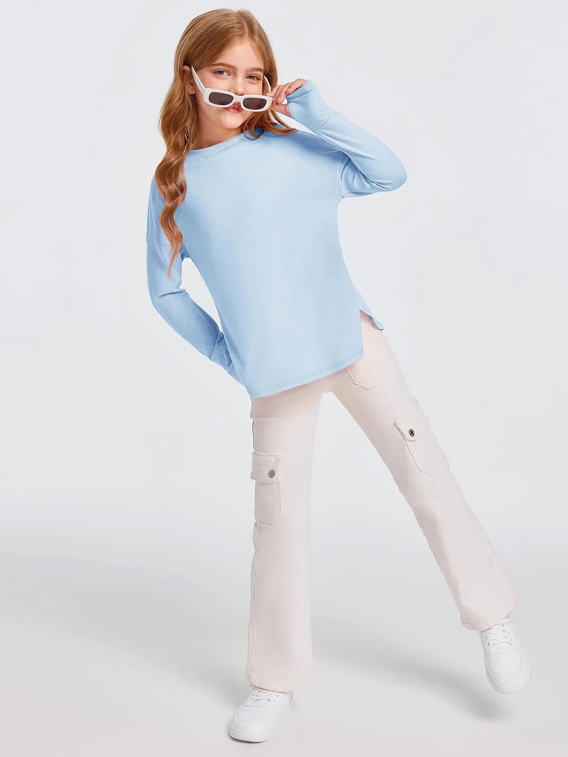 Детская футболка с длинным рукавом Haloumoning, Light Blue — фото 4