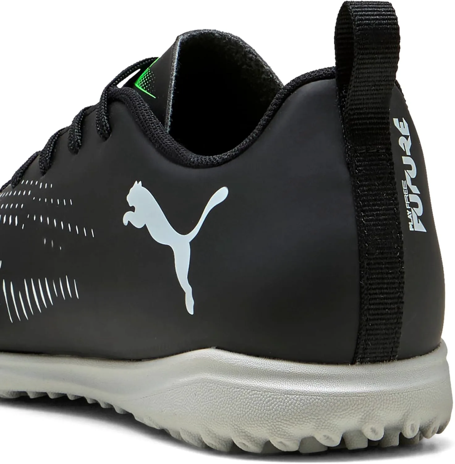 Детские футбольные тренировочные кроссовки Puma Future Play Turf для детей и взрослых, черный/светло-серый/зеленый — фото 4
