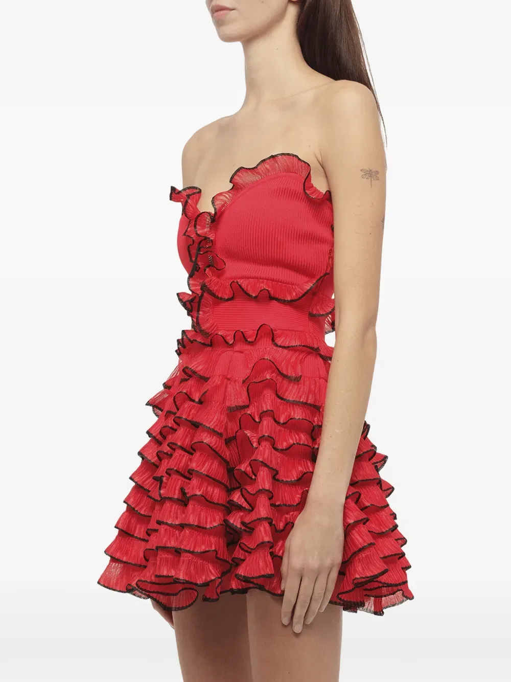 Платье-Скейтер с оборками Alexander Mcqueen, красный — фото 3