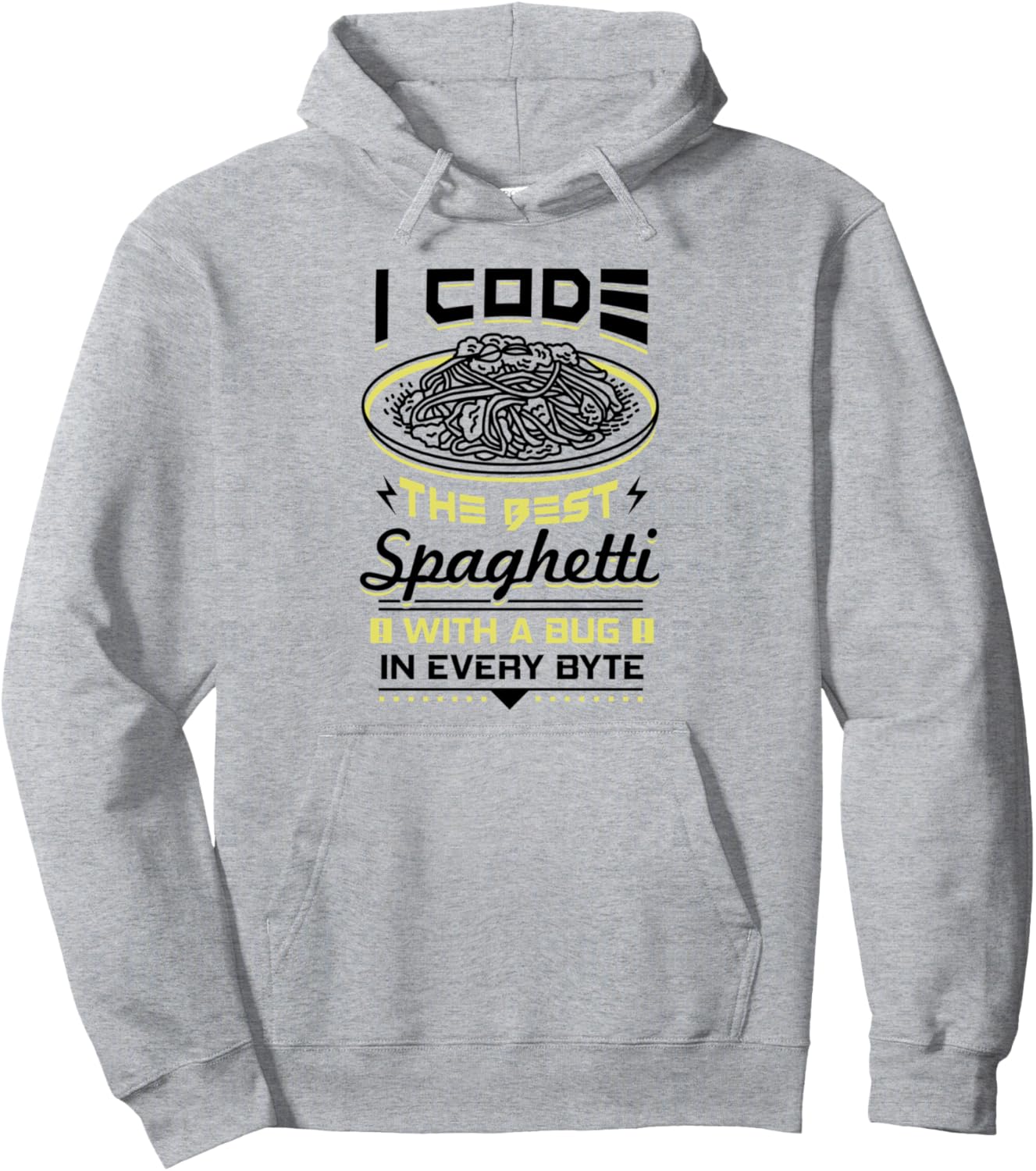 

Программирование, спагетти-код, толстовка программиста Spaghetti Code Programmer Gifts, серый