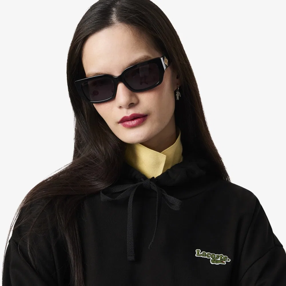 Худи-платье Lacoste Soft Branding, миди, черное — фото 2