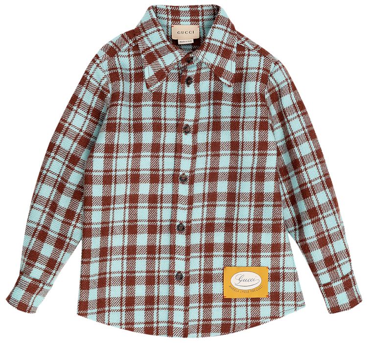 

Детская шерстяная рубашка Gucci в клетку, разноцветная, мультиколор