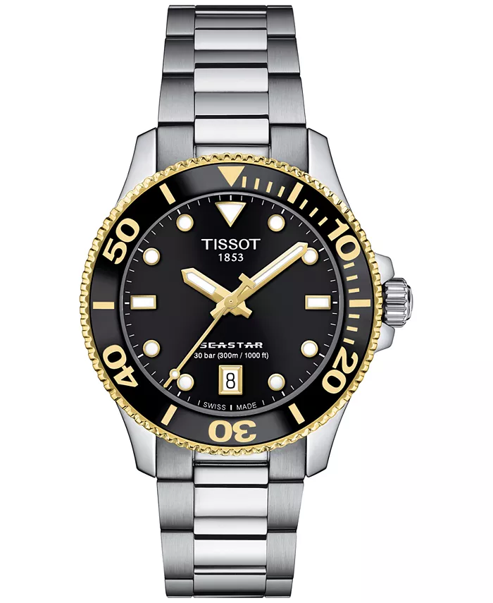 

Унисекс-часы Seastar на стальном браслете серебристого цвета, 36 мм Tissot