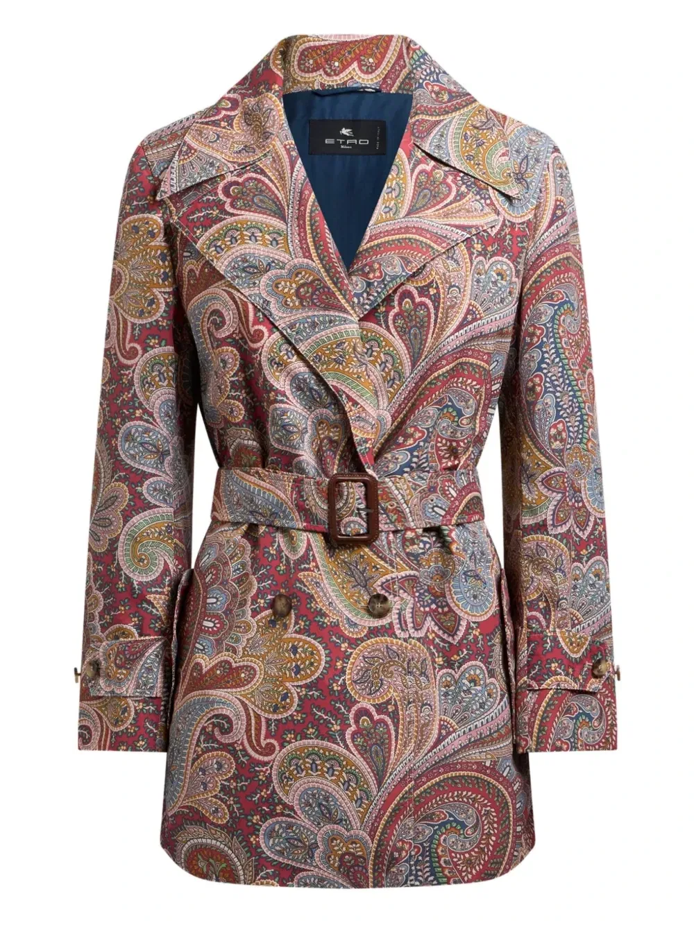 Двубортный тренч с узором пейсли ETRO, красный