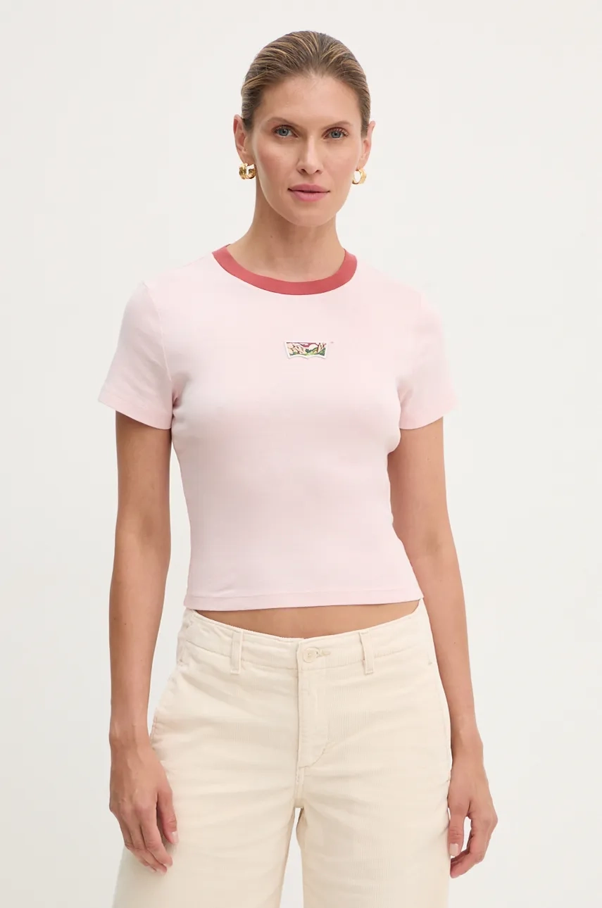 

Хлопковая футболка Levi's, розовый
