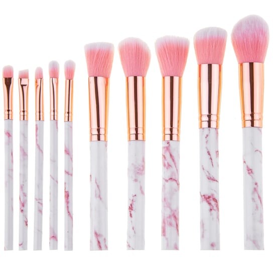 

Набор кистей для макияжа Marble Pink, 10 шт. Bestomi