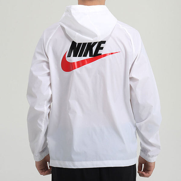 Куртка Nike Back Large Logo Woven Sports Hooded Jacket White, белый — фото 4