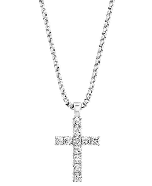 

Мужское ожерелье Effy с циркониевым крестом, 22 дюйма, из стерлингового серебра Effy Collection, silver