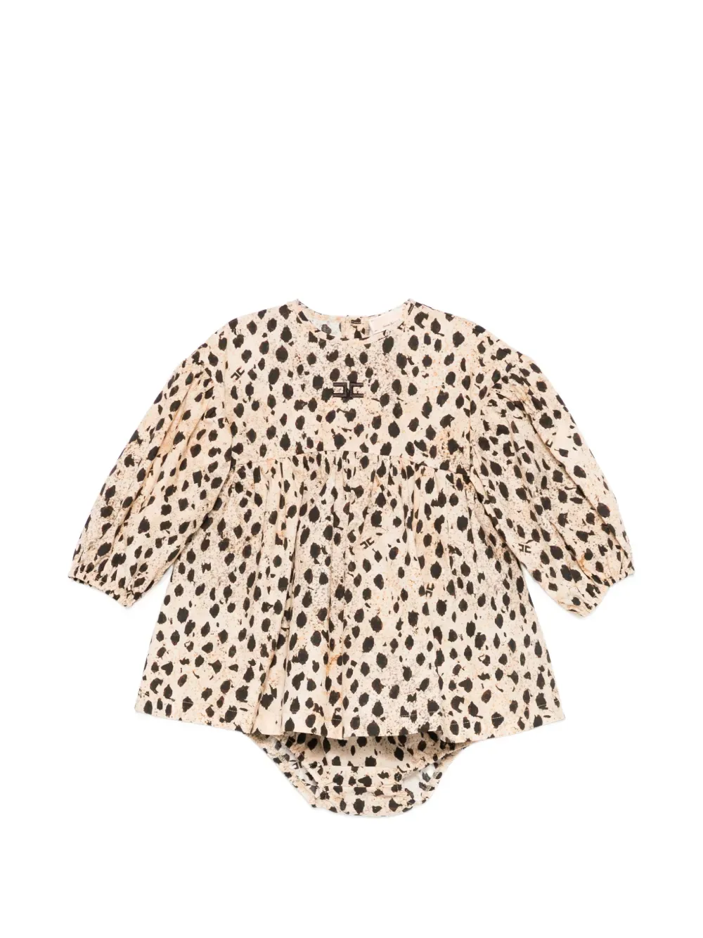 Комплект из двух платьев с анималистичным принтом Elisabetta Franchi Kids, бежевый
