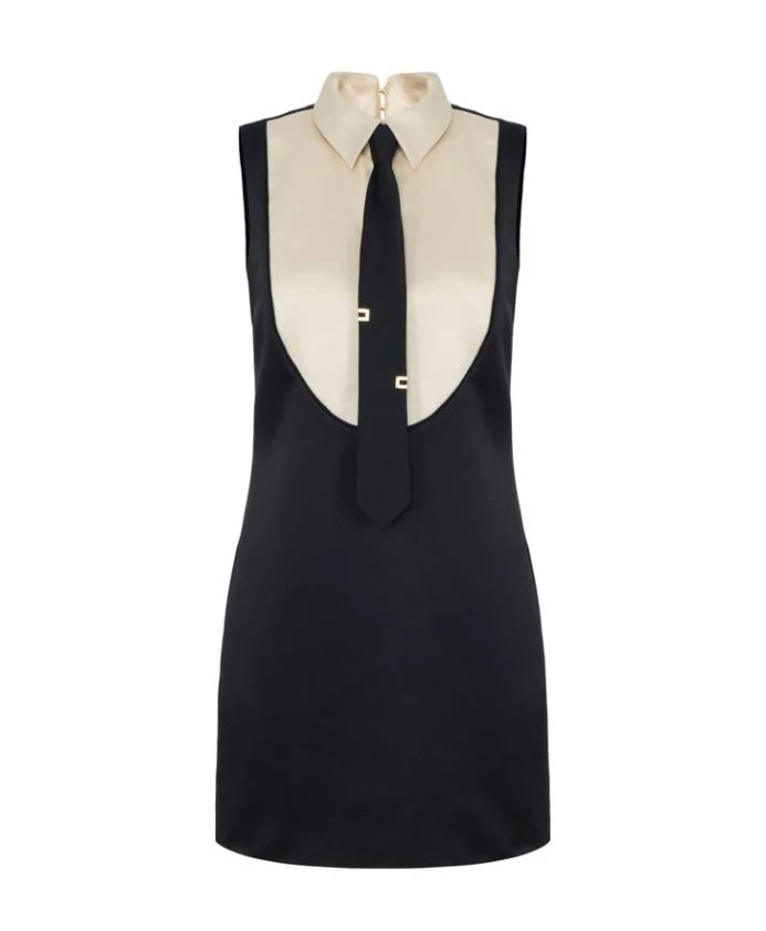 

Мини-Платье из атласа «дюшес» с поясом-завязкой. Elisabetta Franchi, мультиколор