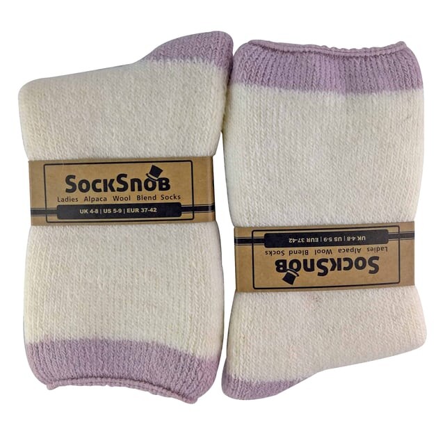 Женские термоноски-тапочки из смесовой шерсти альпаки с захватами Sock Snob, фиолетовый — фото 2