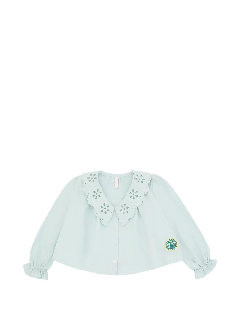 Блузка из английской вышивки с логотипом ZIMMERMANN Kids, синий