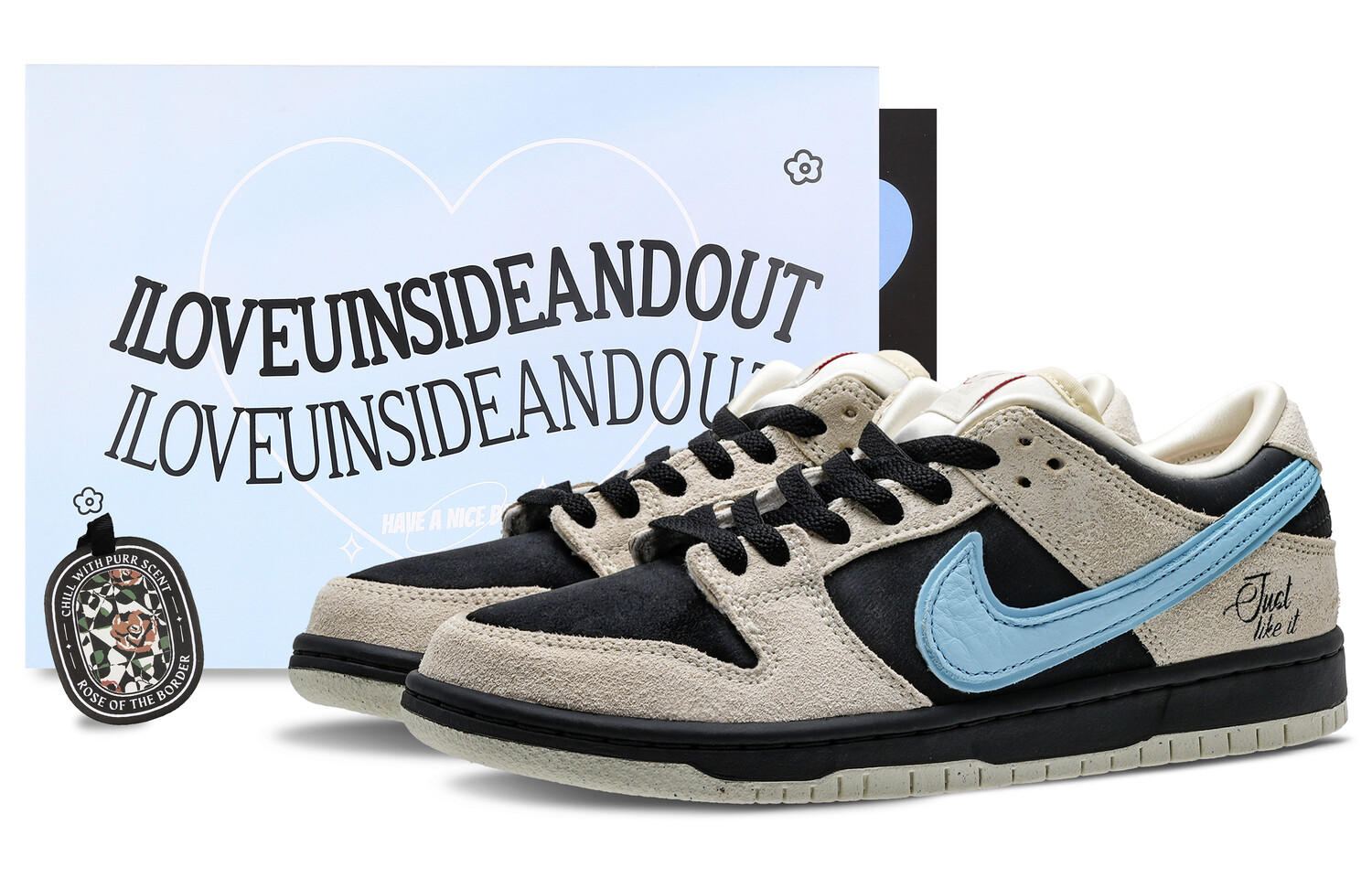 

Кроссовки Nike Dunk Skateboarding Shoes Unisex Low-top Black/grey/blue, черный/синий