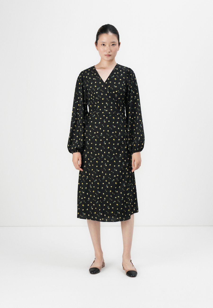 

Платье VILA VIELLIE V NECK DRESS, Black/Yellow /Black