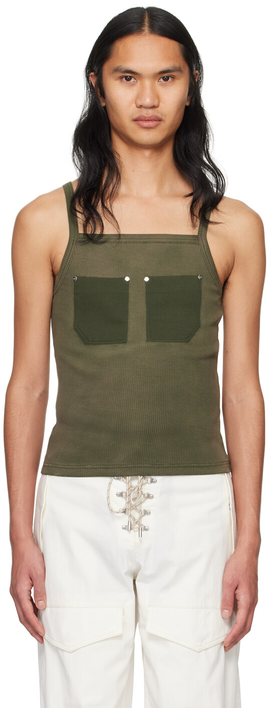 

Майка цвета хаки с заклепками и карманами Dion Lee