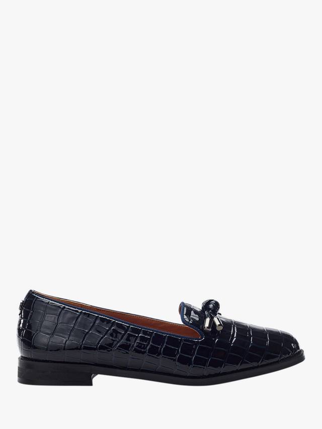 Fillipa Patent Mocc Croc Loafers с узлом и кисточкой Moda in Pelle, Navy