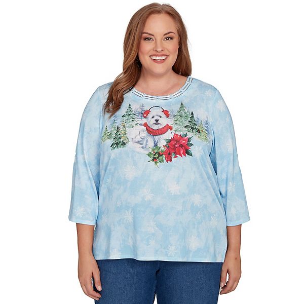 

Топ с наушниками для собаки Plus size holiday Alfred Dunner